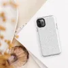 seamless white knit fabric texture with softly repeating tonal snowflake motifs in a light grey on white palette on Glossy Winter White Knit Texture Tough Case for iPhone - default view