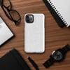 seamless white knit fabric texture with softly repeating tonal snowflake motifs in a light grey on white palette on Glossy Winter White Knit Texture Tough Case for iPhone - default view