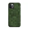 deep forest green grid of rounded cells with shadowed figure shapes emerging subtly from the repeating textile-like pattern on Matte Shadow Grid Green Texture Tough Case for iPhone - default view