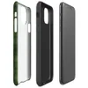 deep forest green grid of rounded cells with shadowed figure shapes emerging subtly from the repeating textile-like pattern on Glossy Shadow Grid Green Texture Tough Case for iPhone - default view