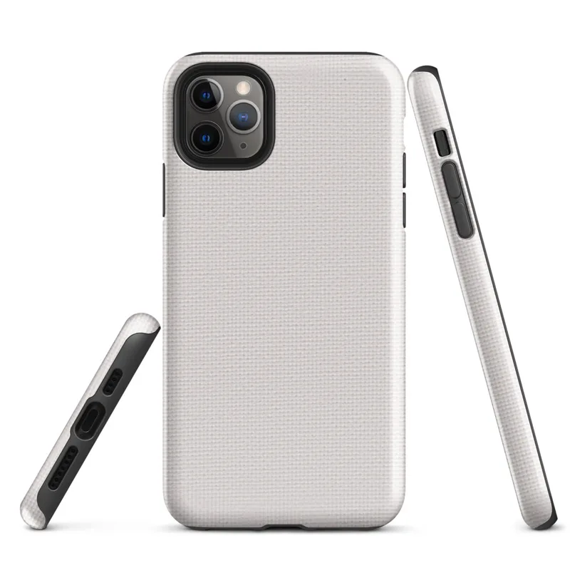 plain soft white woven textile texture with subtle light variation across a clean, uniform surface on Glossy Clean Slate Pure White Tough Case for iPhone - default view