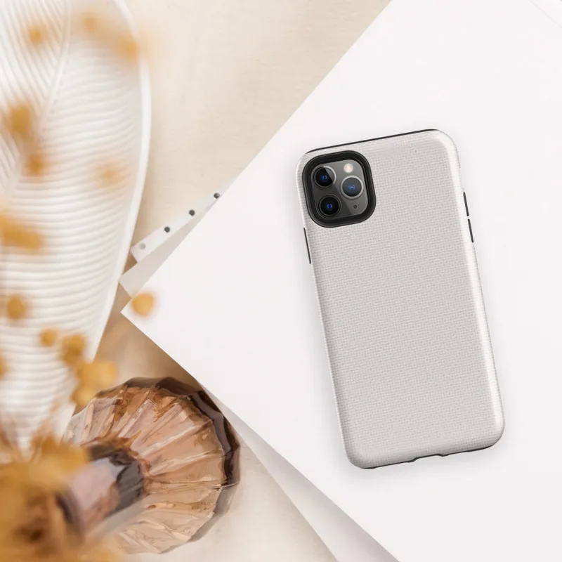 plain soft white woven textile texture with subtle light variation across a clean, uniform surface on Glossy Clean Slate Pure White Tough Case for iPhone - default view