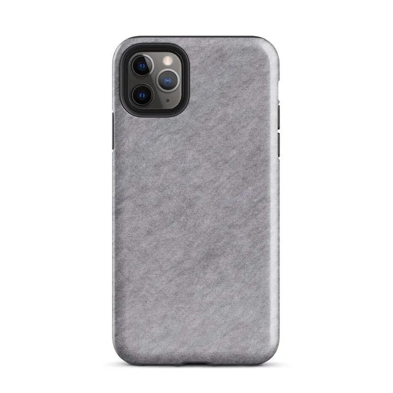 soft heathered gray surface with subtle organic texture variation resembling brushed stone or fine wool in muted silver tones on Glossy Storm Gray Minimalist Shield Tough Case for iPhone - default view