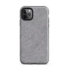 soft heathered gray surface with subtle organic texture variation resembling brushed stone or fine wool in muted silver tones on Matte Storm Gray Minimalist Shield Tough Case for iPhone - default view