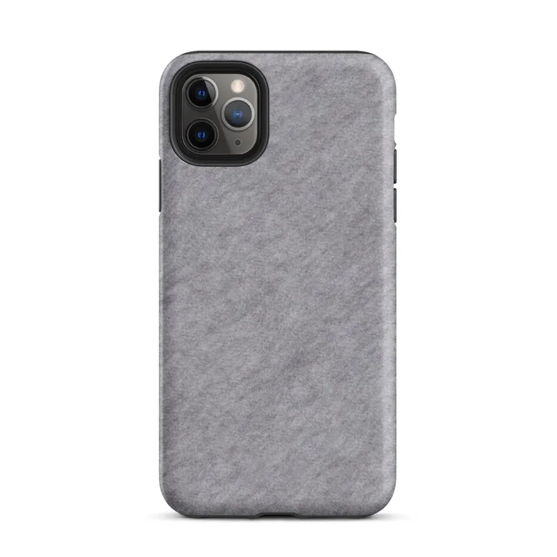 soft heathered gray surface with subtle organic texture variation resembling brushed stone or fine wool in muted silver tones on Matte Storm Gray Minimalist Shield Tough Case for iPhone - default view