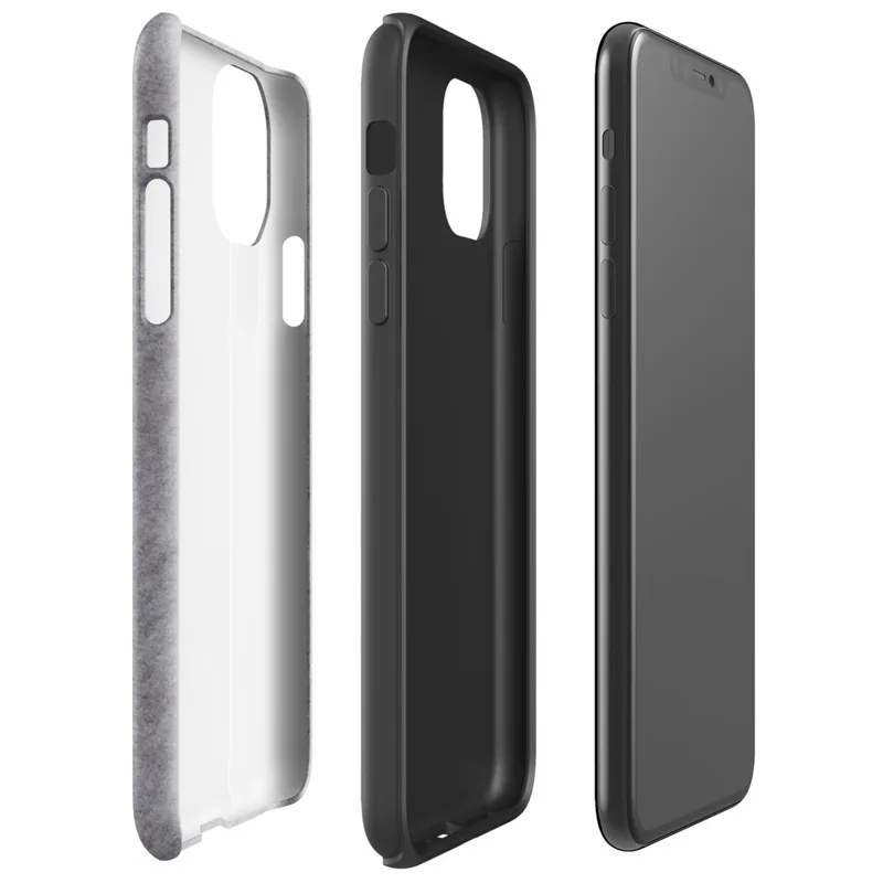 soft heathered gray surface with subtle organic texture variation resembling brushed stone or fine wool in muted silver tones on Glossy Storm Gray Minimalist Shield Tough Case for iPhone - default view