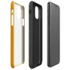 close-up woven linen fabric texture in warm golden amber and saffron tones with subtle thread detail on Glossy Golden Linen Texture Tough Case for iPhone - default view