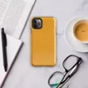 close-up woven linen fabric texture in warm golden amber and saffron tones with subtle thread detail on Glossy Golden Linen Texture Tough Case for iPhone - default view