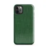 woven linen fabric texture in deep forest green with subtle crosshatch thread variations and tonal depth on Glossy Forest Green Linen Texture Tough Case for iPhone - default view