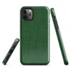 woven linen fabric texture in deep forest green with subtle crosshatch thread variations and tonal depth on Glossy Forest Green Linen Texture Tough Case for iPhone - default view