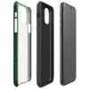 woven linen fabric texture in deep forest green with subtle crosshatch thread variations and tonal depth on Glossy Forest Green Linen Texture Tough Case for iPhone - default view