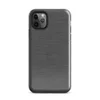 close-up woven linen fabric texture in charcoal grey with natural thread variation and soft creases on Glossy Charcoal Linen Texture Tough Case for iPhone - default view