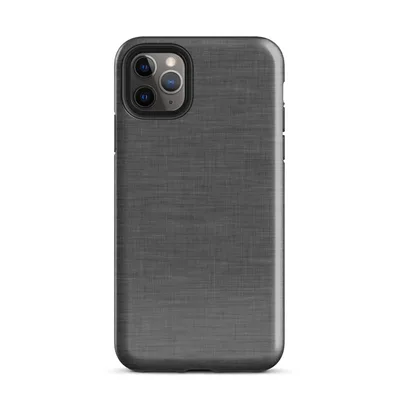 close-up woven linen fabric texture in charcoal grey with natural thread variation and soft creases on Glossy Charcoal Linen Texture Tough Case for iPhone - default view