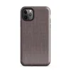 fine dark checkerboard weave pattern in deep charcoal and muted burgundy tones on a near-solid dark background on Glossy Dark Woven Texture Classic Tough Case for iPhone - default view