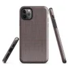 fine dark checkerboard weave pattern in deep charcoal and muted burgundy tones on a near-solid dark background on Glossy Dark Woven Texture Classic Tough Case for iPhone - default view