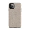 seamless woven linen texture in warm beige with fine chevron pattern and scattered organic fiber flecks in muted tones on Matte Raw Linen Texture Tough Case for iPhone - default view