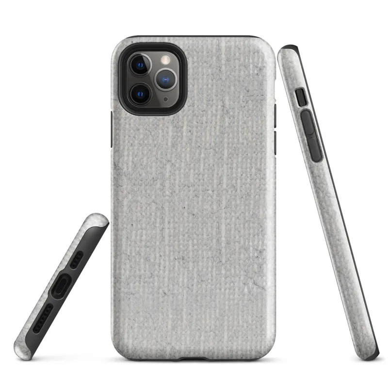 close-up of a light gray ribbed concrete surface with subtle vertical striations and organic weathered variation on Glossy Stone Gray Ribbed Texture Tough Case for iPhone - default view