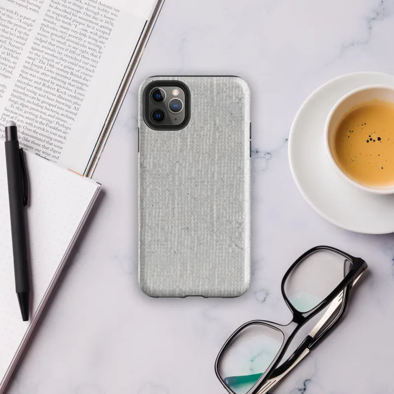 close-up of a light gray ribbed concrete surface with subtle vertical striations and organic weathered variation on Glossy Stone Gray Ribbed Texture Tough Case for iPhone - default view