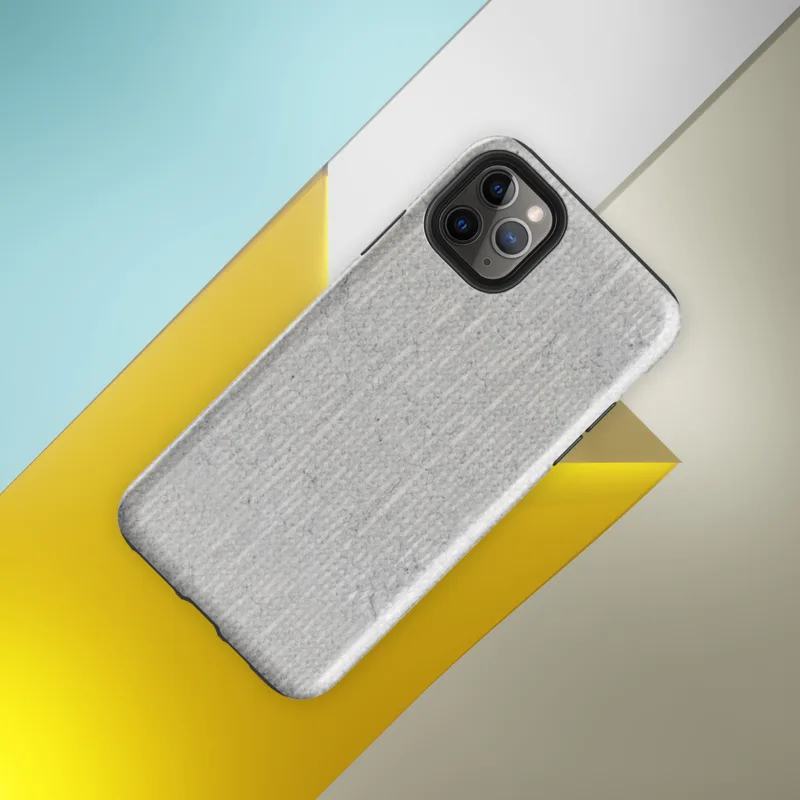 close-up of a light gray ribbed concrete surface with subtle vertical striations and organic weathered variation on Glossy Stone Gray Ribbed Texture Tough Case for iPhone - default view