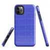 deep royal blue quilted grid pattern with subtle stitched lines forming uniform rectangular panels across the entire surface on Glossy Royal Blue Quilted Grid Tough Case for iPhone - default view