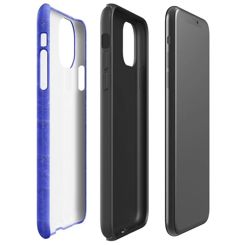 deep royal blue quilted grid pattern with subtle stitched lines forming uniform rectangular panels across the entire surface on Glossy Royal Blue Quilted Grid Tough Case for iPhone - default view