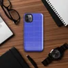 deep royal blue quilted grid pattern with subtle stitched lines forming uniform rectangular panels across the entire surface on Glossy Royal Blue Quilted Grid Tough Case for iPhone - default view