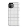 soft white quilted grid pattern with puffed squares and subtle stitched seams on a pale background on Glossy Cloud White Quilted Texture Tough Case for iPhone - default view