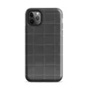 repeating dark charcoal quilted square grid pattern with faint stitched seams and subtle fabric-like texture on Glossy Dark Quilted Grid Tough Case for iPhone - default view