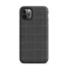 repeating dark charcoal quilted square grid pattern with faint stitched seams and subtle fabric-like texture on Matte Dark Quilted Grid Tough Case for iPhone - default view