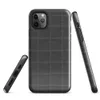 repeating dark charcoal quilted square grid pattern with faint stitched seams and subtle fabric-like texture on Glossy Dark Quilted Grid Tough Case for iPhone - default view