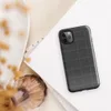 repeating dark charcoal quilted square grid pattern with faint stitched seams and subtle fabric-like texture on Glossy Dark Quilted Grid Tough Case for iPhone - default view