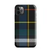 classic Scottish tartan plaid pattern on black with stripes of cobalt blue, golden yellow, crimson red, forest green, and white on Glossy Highland Bold Tartan Tough Case for iPhone - default view