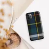 classic Scottish tartan plaid pattern on black with stripes of cobalt blue, golden yellow, crimson red, forest green, and white on Glossy Highland Bold Tartan Tough Case for iPhone - default view