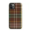 classic tartan plaid pattern in deep burgundy red and hunter green with intersecting white and golden yellow stripes on woven textile texture on Glossy Highland Plaid Tough Case for iPhone - default view
