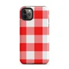 bold red and white large-scale gingham check pattern with woven textile texture on Matte Classic Red Gingham Tough Case for iPhone - default view