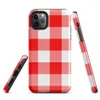 bold red and white large-scale gingham check pattern with woven textile texture on Glossy Classic Red Gingham Tough Case for iPhone - default view