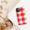 bold red and white large-scale gingham check pattern with woven textile texture on Glossy Classic Red Gingham Tough Case for iPhone - default view