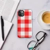 bold red and white large-scale gingham check pattern with woven textile texture on Glossy Classic Red Gingham Tough Case for iPhone - default view