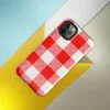 bold red and white large-scale gingham check pattern with woven textile texture on Glossy Classic Red Gingham Tough Case for iPhone - default view