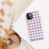 red white and blue gingham plaid pattern with diagonal stripe detailing at grid intersections on white background on Glossy Red White Blue Plaid Tough Case for iPhone - default view