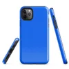 flat solid azure blue with subtle texture variations across the surface on Glossy Azure Blue Solid Tough Case for iPhone - default view