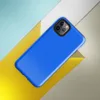 flat solid azure blue with subtle texture variations across the surface on Glossy Azure Blue Solid Tough Case for iPhone - default view