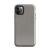 micro-checkerboard pattern in slate gray and warm sand with subtle colorful flecks and fine thread-like lines suggesting woven fabric on Glossy Steel Grid Woven Texture Tough Case for iPhone - default view
