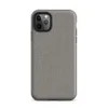 micro-checkerboard pattern in slate gray and warm sand with subtle colorful flecks and fine thread-like lines suggesting woven fabric on Matte Steel Grid Woven Texture Tough Case for iPhone - default view