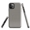 micro-checkerboard pattern in slate gray and warm sand with subtle colorful flecks and fine thread-like lines suggesting woven fabric on Glossy Steel Grid Woven Texture Tough Case for iPhone - default view