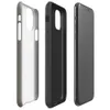 micro-checkerboard pattern in slate gray and warm sand with subtle colorful flecks and fine thread-like lines suggesting woven fabric on Glossy Steel Grid Woven Texture Tough Case for iPhone - default view