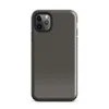 close-up woven textile surface in warm charcoal gray with fine horizontal ribbing and subtle tonal variation on Glossy Charcoal Woven Texture Tough Case for iPhone - default view
