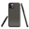 close-up woven textile surface in warm charcoal gray with fine horizontal ribbing and subtle tonal variation on Glossy Charcoal Woven Texture Tough Case for iPhone - default view