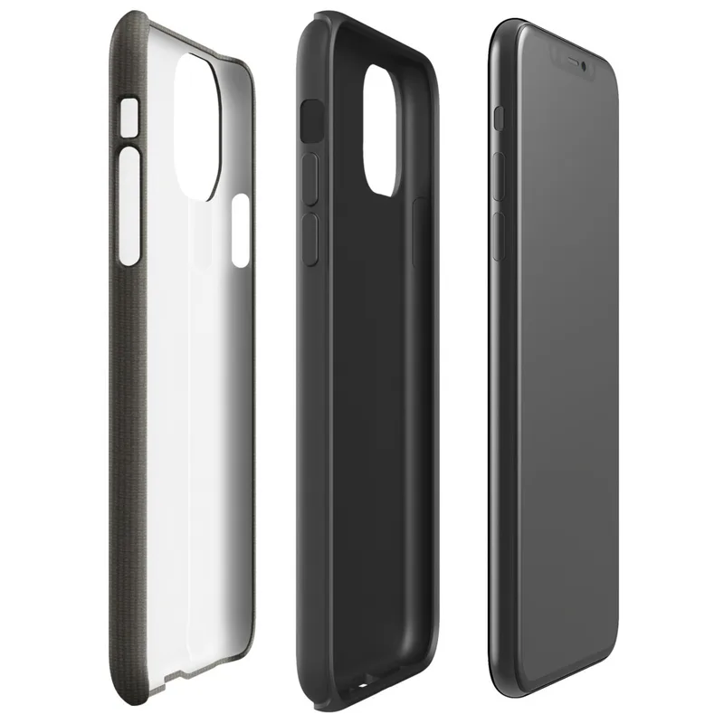 close-up woven textile surface in warm charcoal gray with fine horizontal ribbing and subtle tonal variation on Glossy Charcoal Woven Texture Tough Case for iPhone - default view