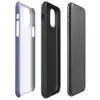 fine checkerboard micro-grid pattern in soft periwinkle and slate blue with subtle distressed flecks throughout on Glossy Periwinkle Pixel Grid Tough Case for iPhone - default view